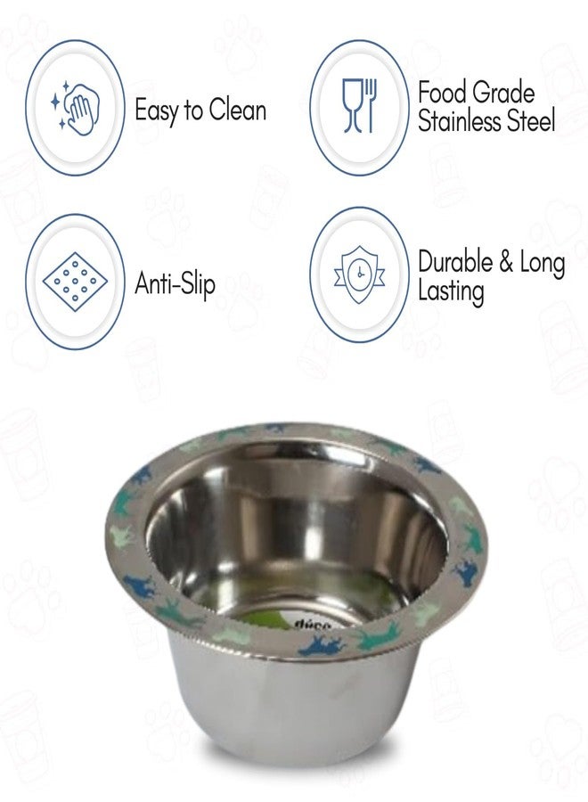 PLUMM Get Plumm Stainless Steel Pet Bowl for Dogs Feeding Bowl Bowlers Dog Food | Pet Bowl for Cat Big Size | Basic Pet Bowls for Dogs Large | 3D Printed Anti-Skid Rubber Base Water Food | Easy to Clean - Image 4